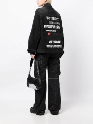 Jeansjacke mit print We11done schwarz