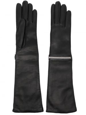 Δερμάτινα γάντια με χάντρες Peserico μαύρο