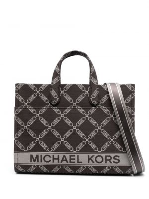 Bombažna usnjena nakupovalna torba Michael Michael Kors rjava