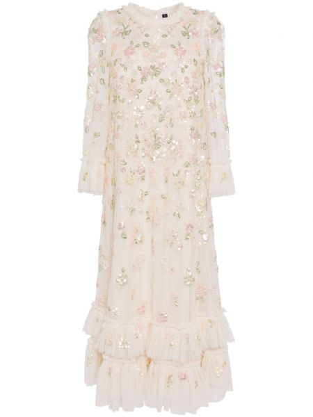 Κοκτέιλ φόρεμα με παγιέτες Needle & Thread λευκό