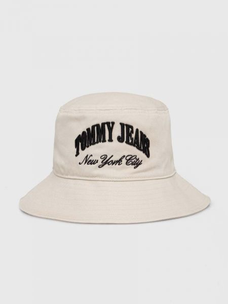 Bombažni klobuk Tommy Jeans bež