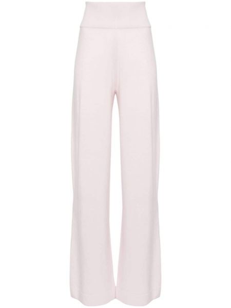 Pletené rovné kalhoty Allude růžové