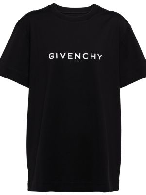 Памучна тениска с принт от джърси Givenchy черно