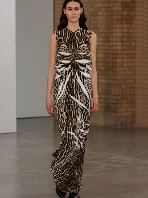 Rochie lunga cu imagine cu model leopard Proenza Schouler
