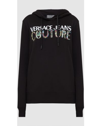 Джинсове худі з принтом Versace Jeans Couture, чорне