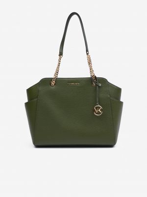 Кожаная сумка шоппер Michael Kors зеленая