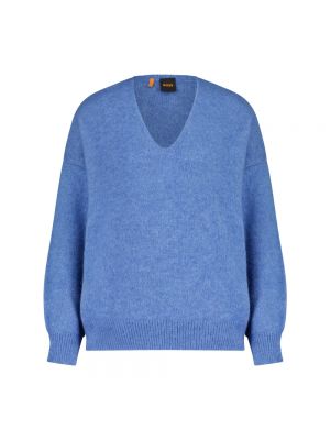 Sweter z alpaki Hugo Boss niebieski