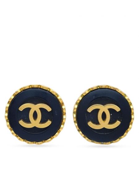 Boucles d'oreilles à boutons à boucle Chanel Pre-owned noir