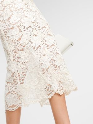 Μίντι φόρεμα με δαντέλα Self-portrait λευκό