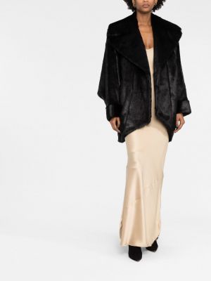 Krátký kabát s kožíškem Saint Laurent černý