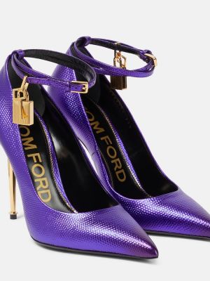 Pantofi cu toc din piele Tom Ford violet