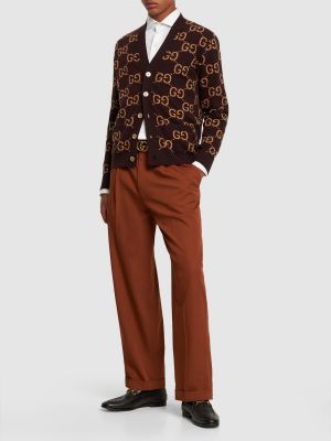Cardigan en laine en tricot Gucci bordeaux