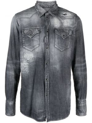 Džínová košile s oděrkami Dsquared2 šedá
