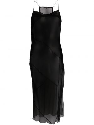 Prozorna svilena koktejl obleka Patrizia Pepe črna