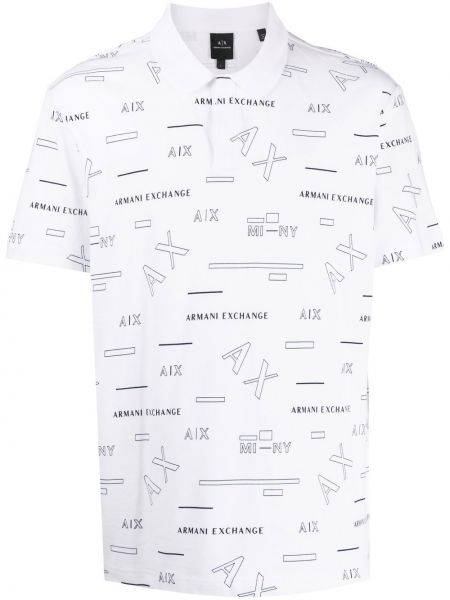 Poloskjorte med print Armani Exchange hvit