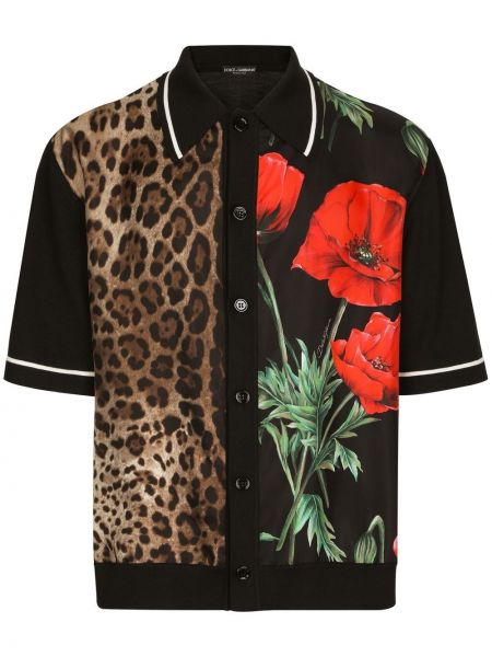 Poloskjorte med knapper med print Dolce & Gabbana svart