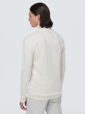 Kokvilnas džemperis ar augstu apkakli džersija Lemaire balts