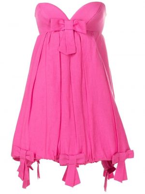 Koktejlové šaty s mašlí bez rukávů na zip Adriana Degreas - růžová