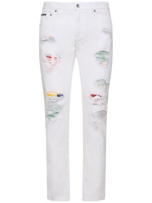 Obnosené džínsy Dolce & Gabbana biela