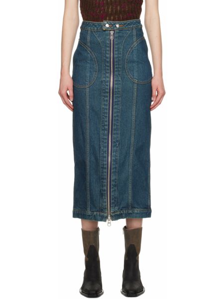 Джинсовая юбка на молнии Eckhaus Latta