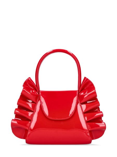Lakovaná kožená taška s volánmi Andrea Wazen červená