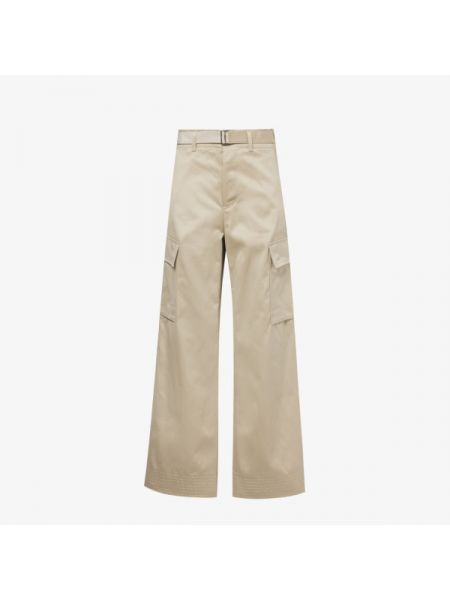 Широкие хлопковые брюки со средней посадкой Sacai бежевый