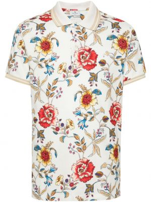 Polo majica s cvetličnim vzorcem s potiskom Etro bela