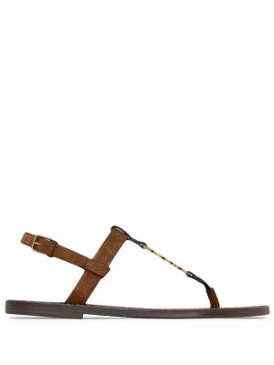 Sandaler med remmar i mocka Saint Laurent brun