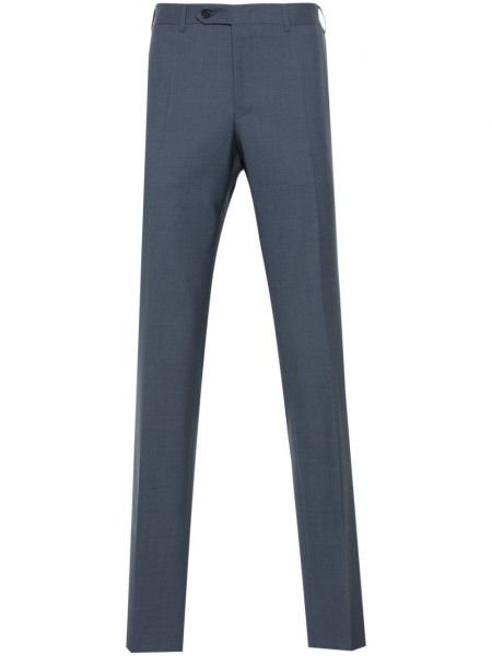 Pantalon droit plissé Canali bleu