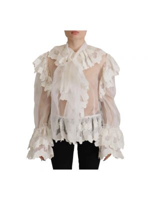 Bluzka z falbankami Dolce And Gabbana biała