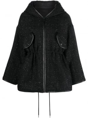 Manteau à capuche réversible Maje noir