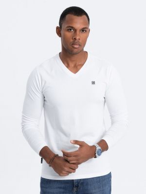 Tričko s dlouhým rukávem Ombre Clothing bílé