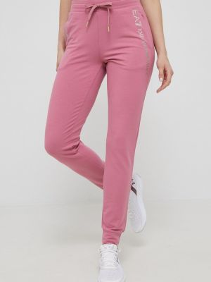 Spodnie z printem Ea7 Emporio Armani, różowy