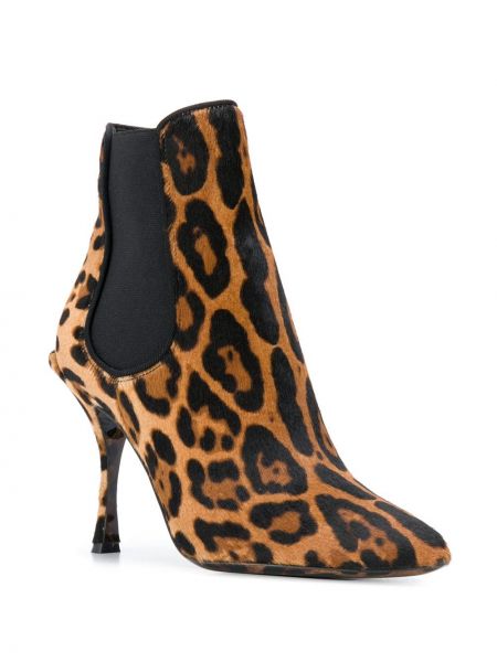 Botas con tacón con tacón de aguja leopardo Dolce & Gabbana marrón