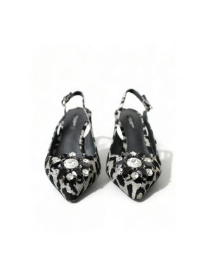 Calzado leopardo slingback de cristal Dolce & Gabbana negro