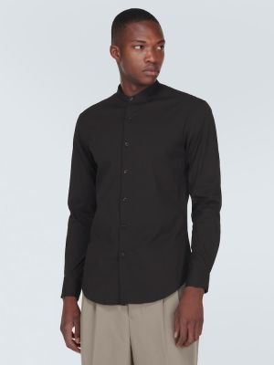 Bavlnená košeľa Giorgio Armani čierna