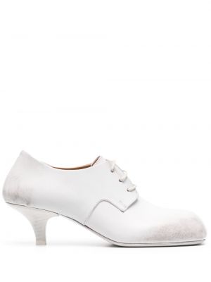 Кожени полуотворени обувки с връзки с дантела Marsell бяло