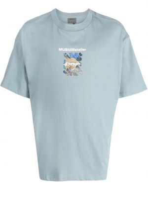 Памучна тениска с принт Musium Div. синьо
