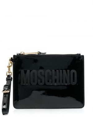 Lær clutch Moschino svart