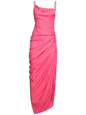 Sukienka długa z wiskozy Jacquemus różowa