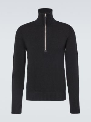 Sweter wełniany z kaszmiru na zamek Tom Ford czarny