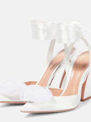 Pantofi cu toc din satin cu model floral Gianvito Rossi alb