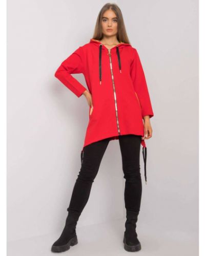 Cipzáras kapucnis melegítő felső zsebes Fashionhunters piros