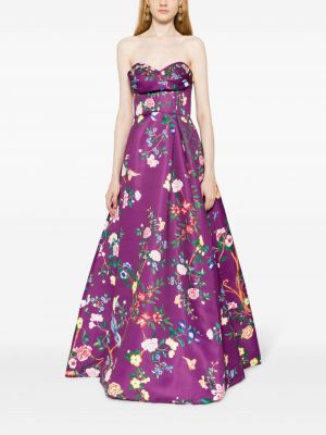 Sukienka wieczorowa w kwiatki Marchesa Notte fioletowa