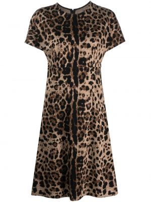 Žakárové leopardí mini šaty Dolce & Gabbana hnědé