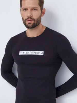 Tričko s dlouhým rukávem s potiskem s dlouhými rukávy Emporio Armani Underwear černé