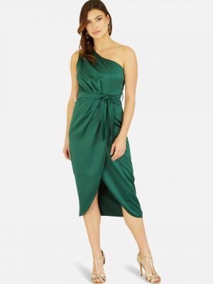 Атласное платье Mela зеленое