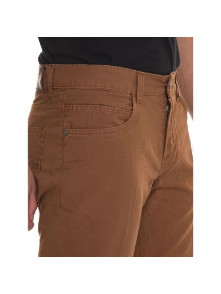Pantalones chinos de cuero con bolsillos Fay marrón