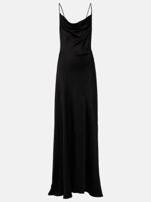 Saténové dlouhé šaty Simkhai černé