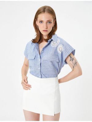 Lina krekls ar pogām ar kabatām Koton